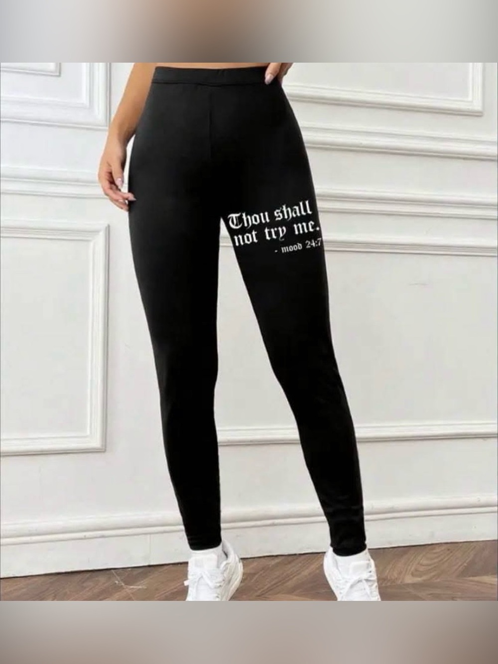 🥊 NWT SHEIN Black Leggings with White Writing 🥊